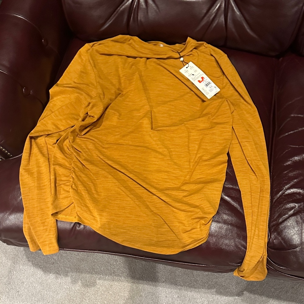 CALIA Crew Shirt Tissue Texture Golden Warmth
